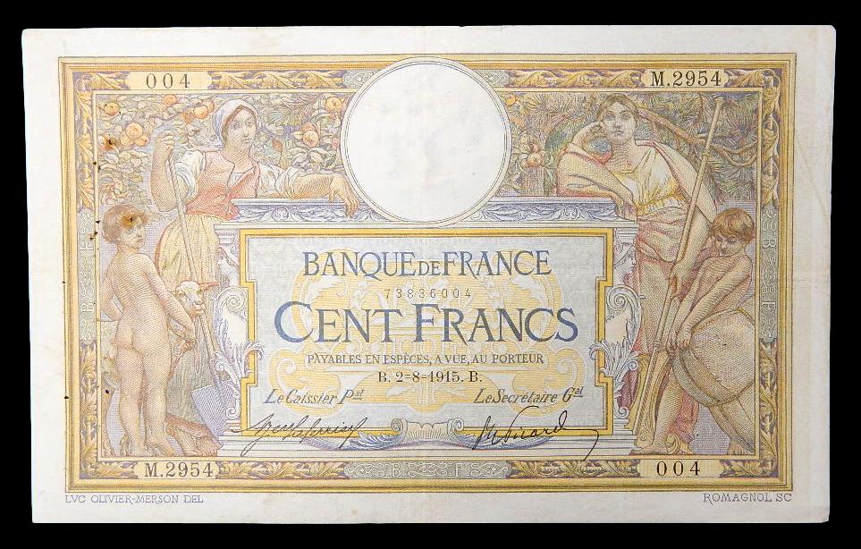 1915 - FRANCIA - 100 FRANCS - PICK 71A - BC