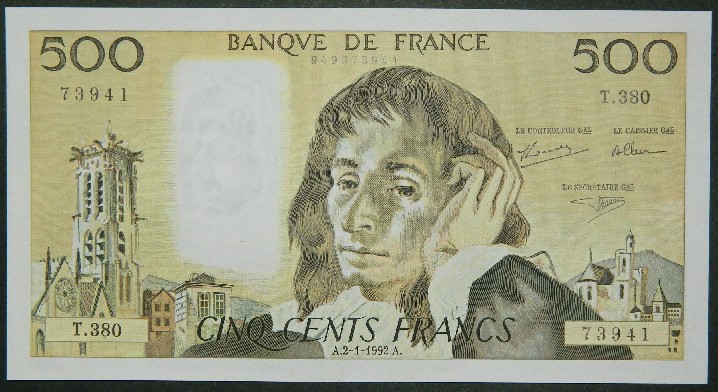 1992 - FRANCIA - 500 FRANCS - PICK 156 i