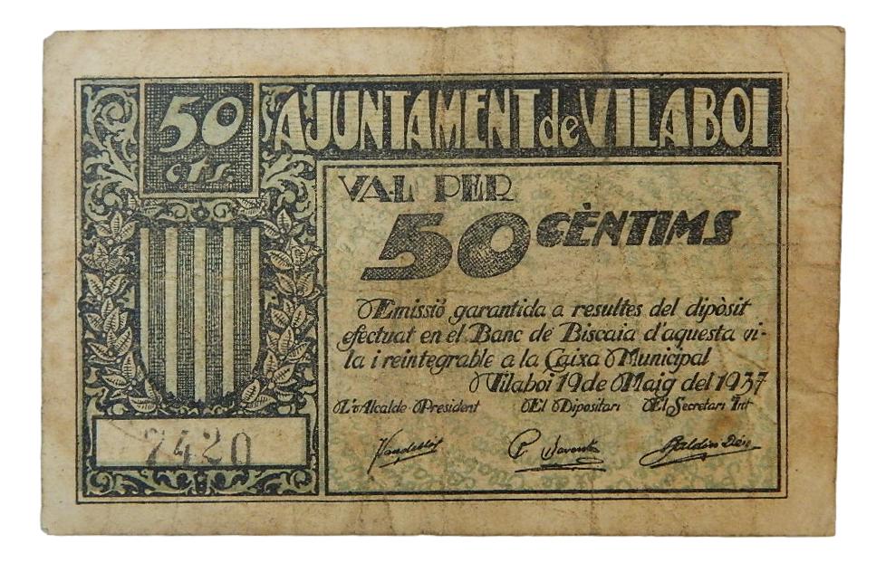 Ajuntament de Vilaboi, 50 ctms. 19 de maig del 1937 - AT-2761 - BC+