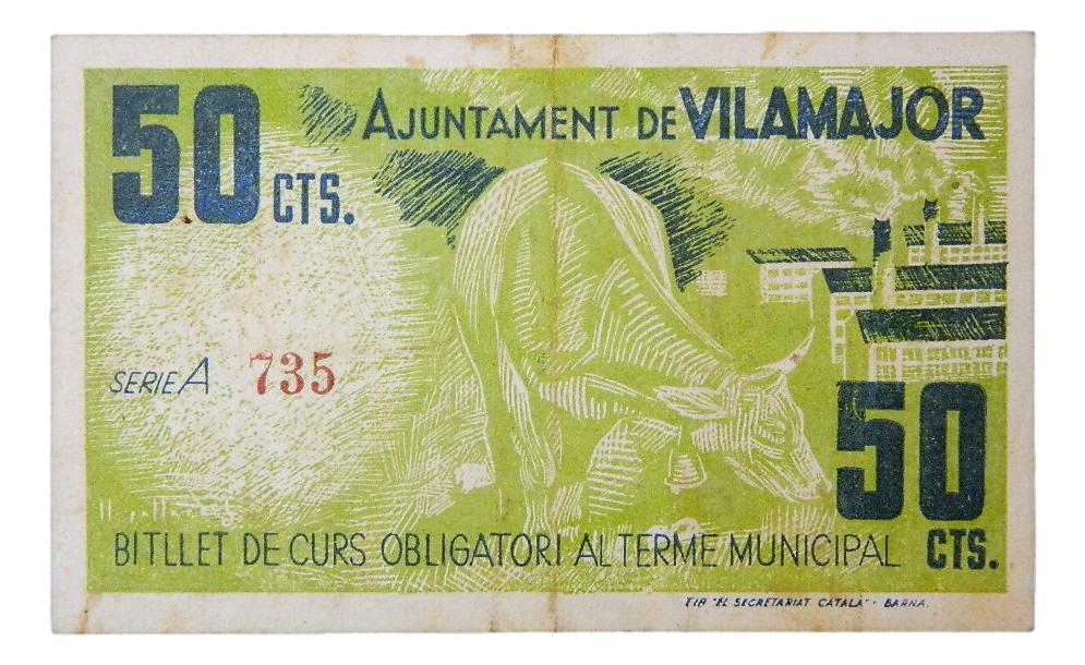 Ajuntament de Vilamajor, 50 ctms. 30 abril 1937 - AT-2812 - MBC