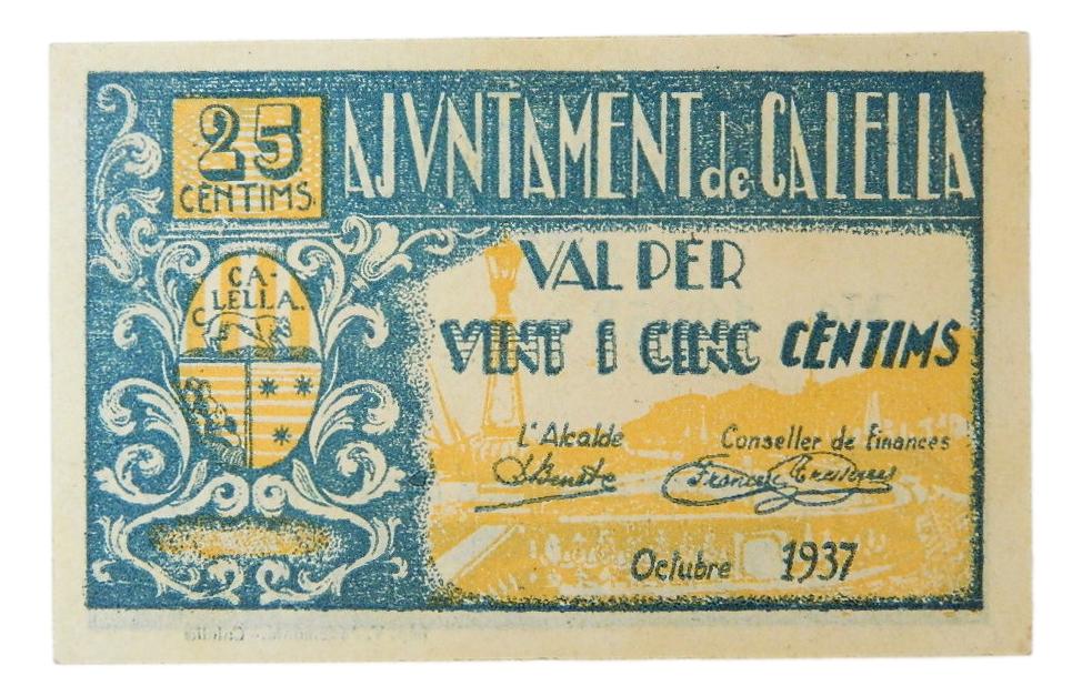 Ajuntament de Calella, 25 ctms. Octubre 1937 - AT-603 - SC