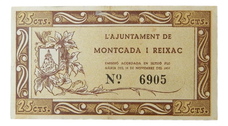 L´Ajuntament de Moncada i Reixac, 25 ctms. 1 novembre 1937 - AT-1562 - SC