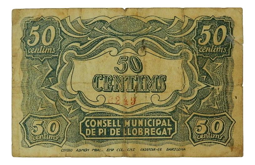 El Con.Municipal de Pi de Llobregat, 50 ctms. 19 abril del 1937 - AT-1818 - BC