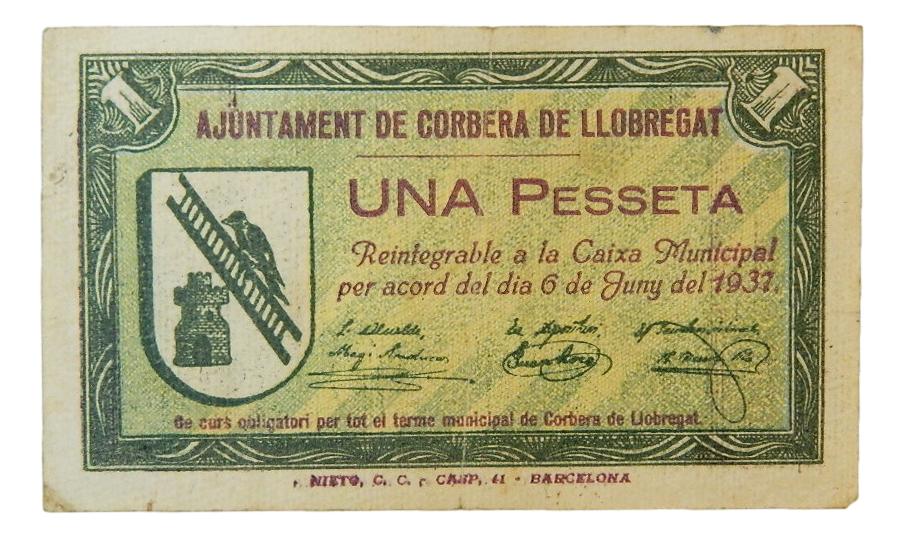 Aj. de Corbera  de Llobregat, 1 pta. 6 de juny del 1937 - AT- 871 - MBC+