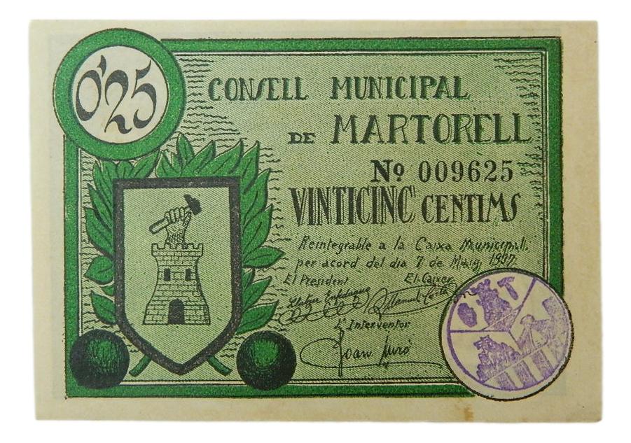 Consell Municipal de Martorell,0,25 ptes. 7 de maig 1937 - AT-1445 - SC-