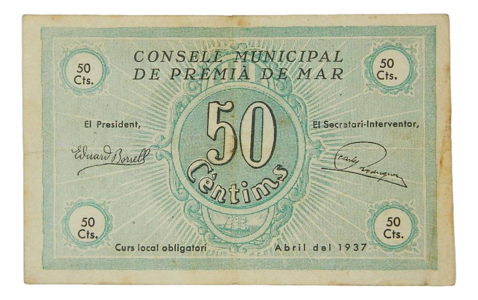 Consell Municipal de Premià de Mar, 50 ctms. abril del 1937 - AT-2011 - MBC