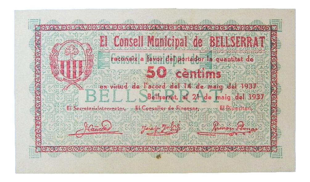 EL C. M. de Bellserrat, 50 ctms. 21 de maig del 1937 - AT-384 - MBC+