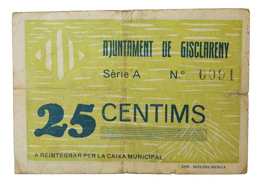 Ajuntament de Gisclareny, 25 ctms. Setembre del 1937 - AT-1136 - MBC-