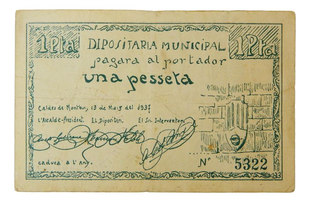 Ajuntament de Caldes de Montbui,1 pta.13 de maig del 1937 - AT-596 - MBC