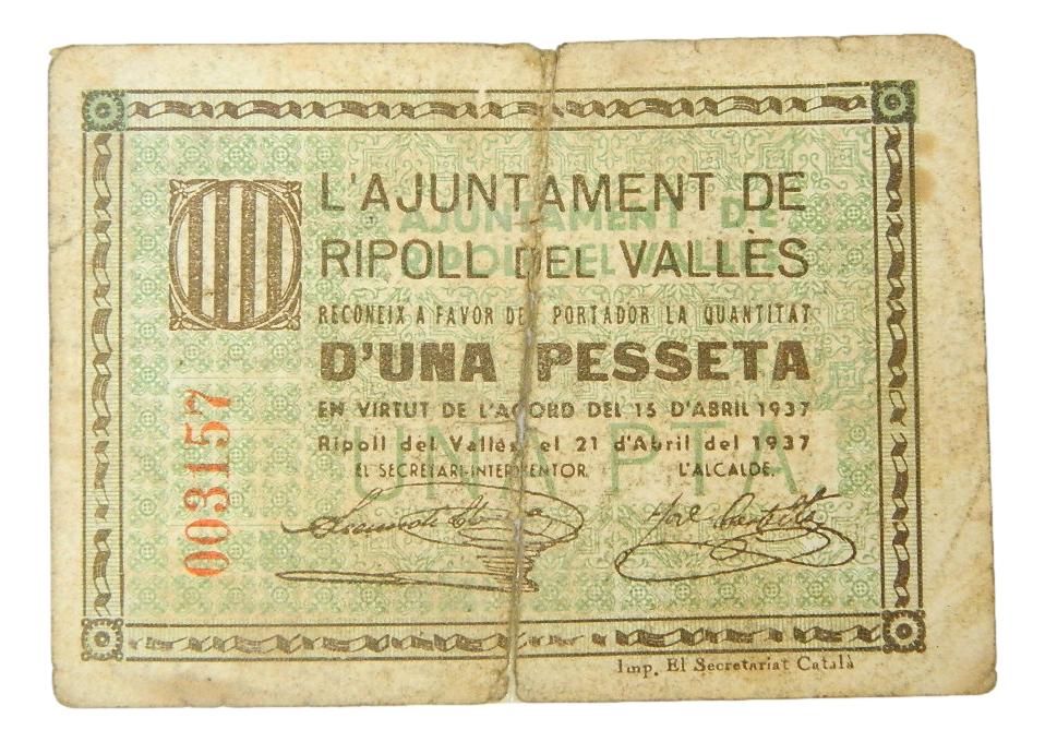 L´Ajuntament de Ripolldel Vallès, 1 pta. 21 abril del 1937 - AT-2137 - BC