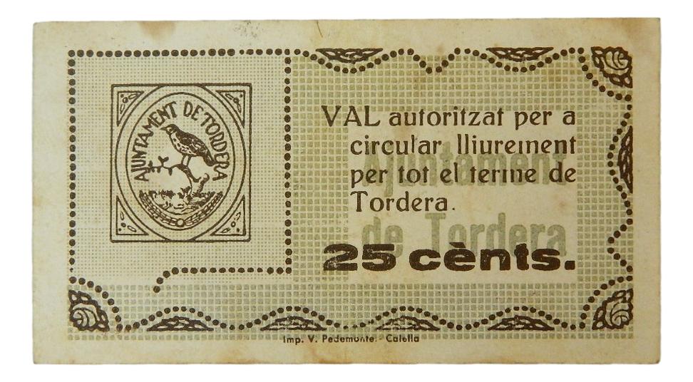 Ajuntament de Tordera, 25 ctms. 8 de setembre del 1937 - AT-2512 - MBC