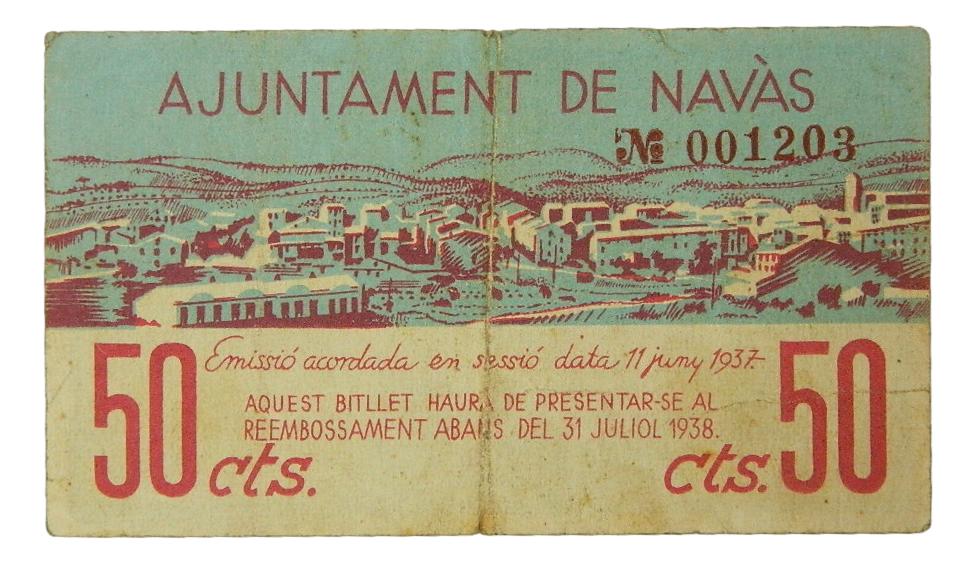 Ajuntament de Navàs, 50 ctms. Juny del 1937 - AT-1649 - MBC