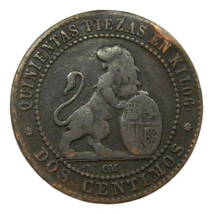 1870 - GOBIERNO PROVISIONAL - 2 CENTIMOS - OM 