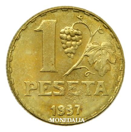 1937 - ESPAÑA - 1 PESETA - SEGUNDA REPUBLICA - SC-