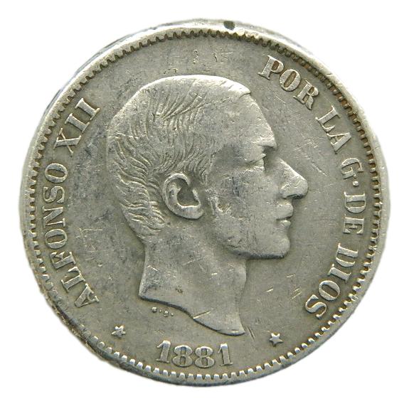 1881 - ALFONSO XII - 50 CENTAVOS DE PESO 