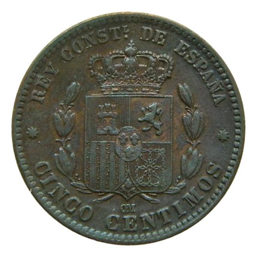 1877 OM - ALFONSO XII - 5 CENTIMOS - COBRE