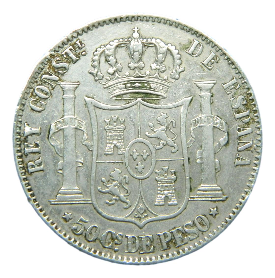 1883 - ALFONSO XII - 50 CENTAVOS DE PESO - MANILA