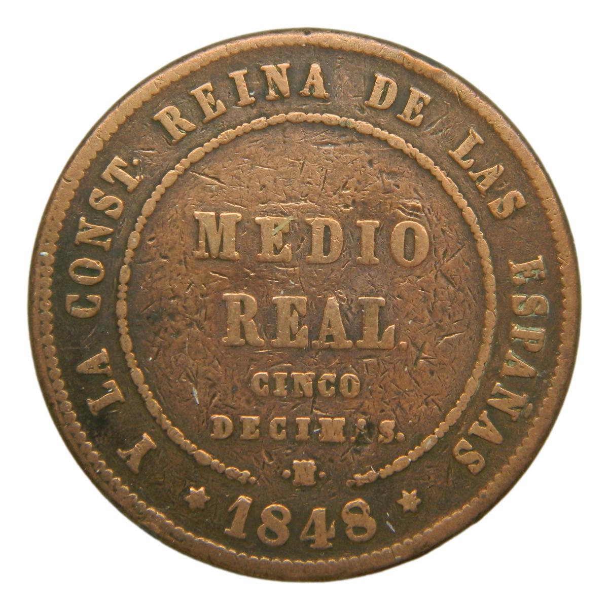 1848 - ISABEL II - 1/2 REAL - MADRID - BC +
