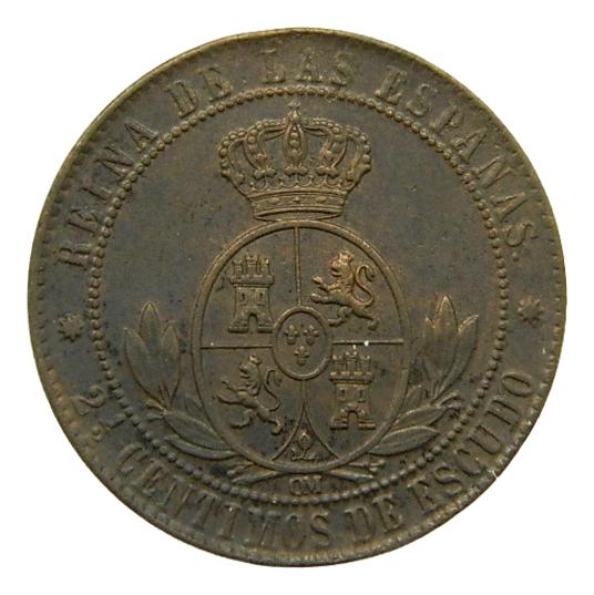 1868 - ISABEL II - 2 1/2 CENTIMOS DE ESCUDO - BARCELONA