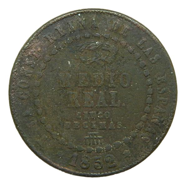 1852 - ISABEL II - 1/2 REAL - 5 DECIMAS - SEGOVIA