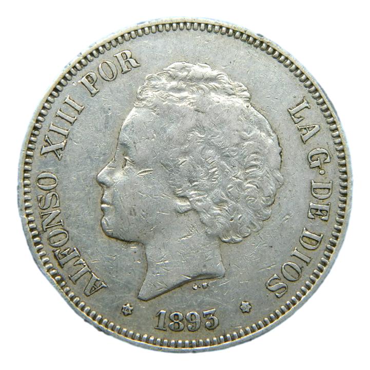 1893 *18-93 - ALFONSO XIII - 5 PESETAS - MADRID - PGV