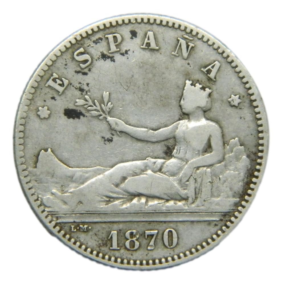 1870 *70 - GOBIERNO PROVISIONAL - 1 PESETA - SNM