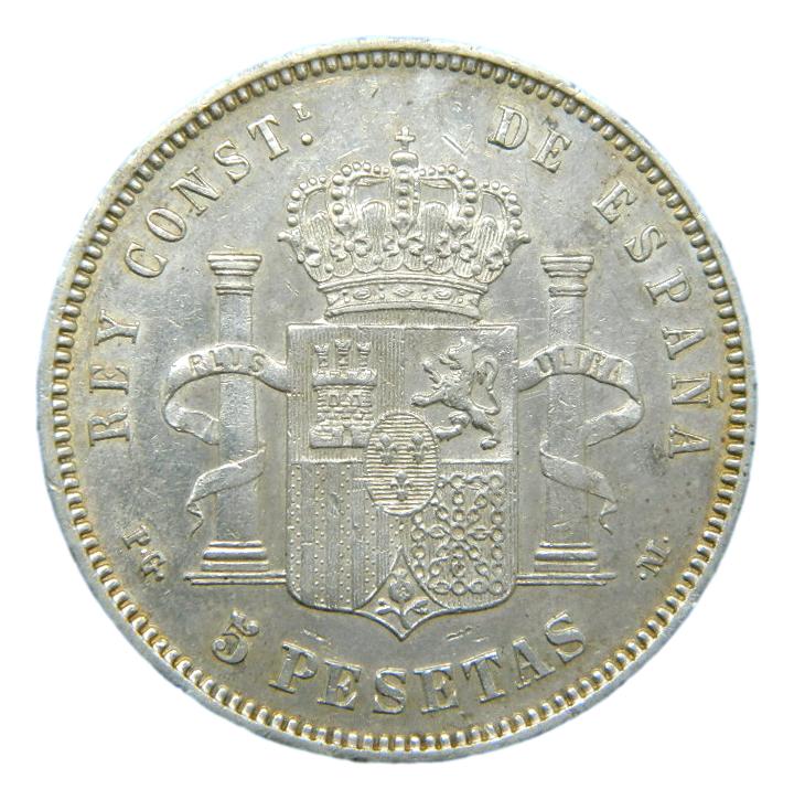 1892 *18-92 - ALFONSO XIII - 5 PESETAS - PLATA