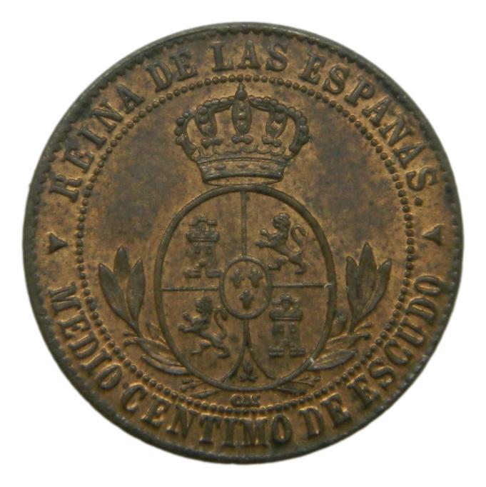 1868 OM - ISABEL II - 1/2 CENTIMO DE ESCUDO - SEGOVIA