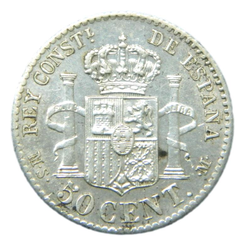 1885 *8-6 - ALFONSO XII - 50 CENTIMOS - PLATA