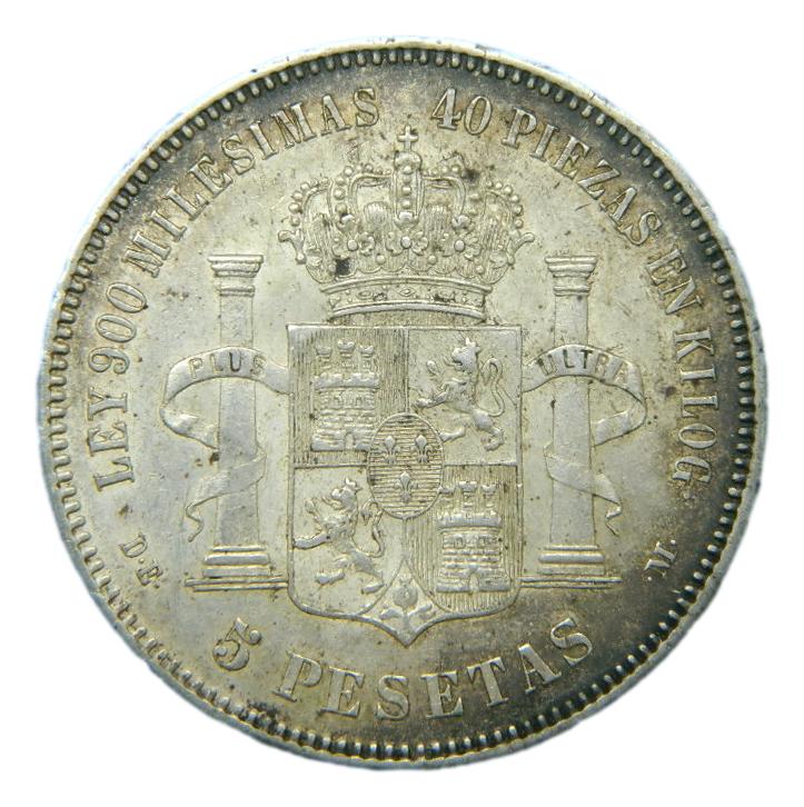 1875 *18-75 - ALFONSO XII - 5 PESETAS - PLATA