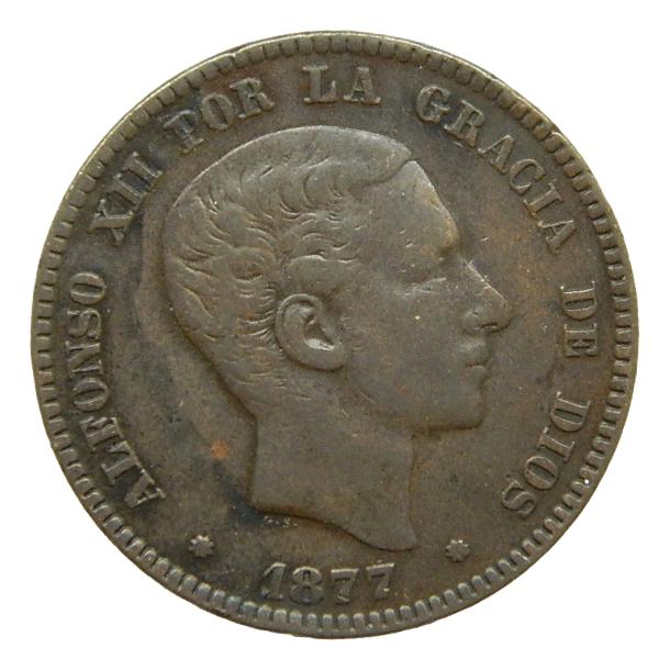 1877 - ALFONSO XII - 10 CENTIMOS - BARCELONA - OM  - BC