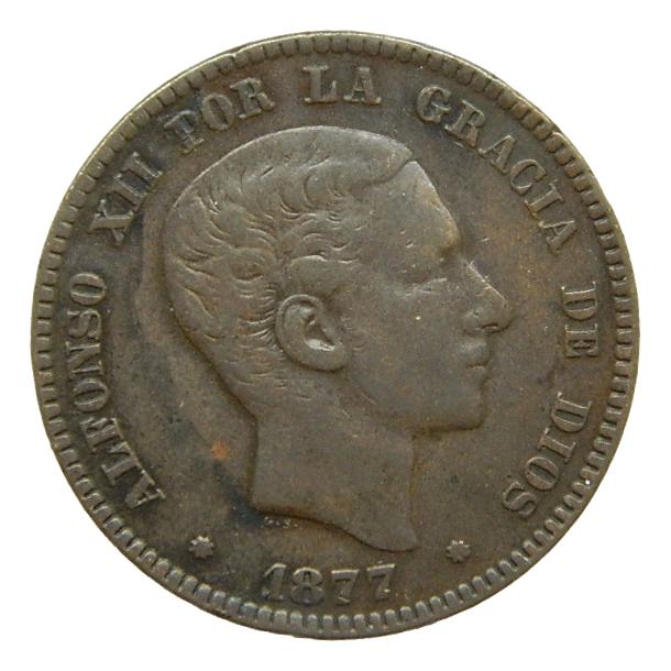 1877 - ALFONSO XII - 10 CENTIMOS - BARCELONA - OM 