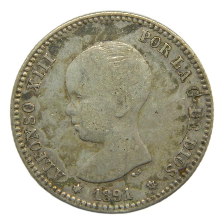 1891 *91 - ALFONSO XIII - 1 PESETA - PGM