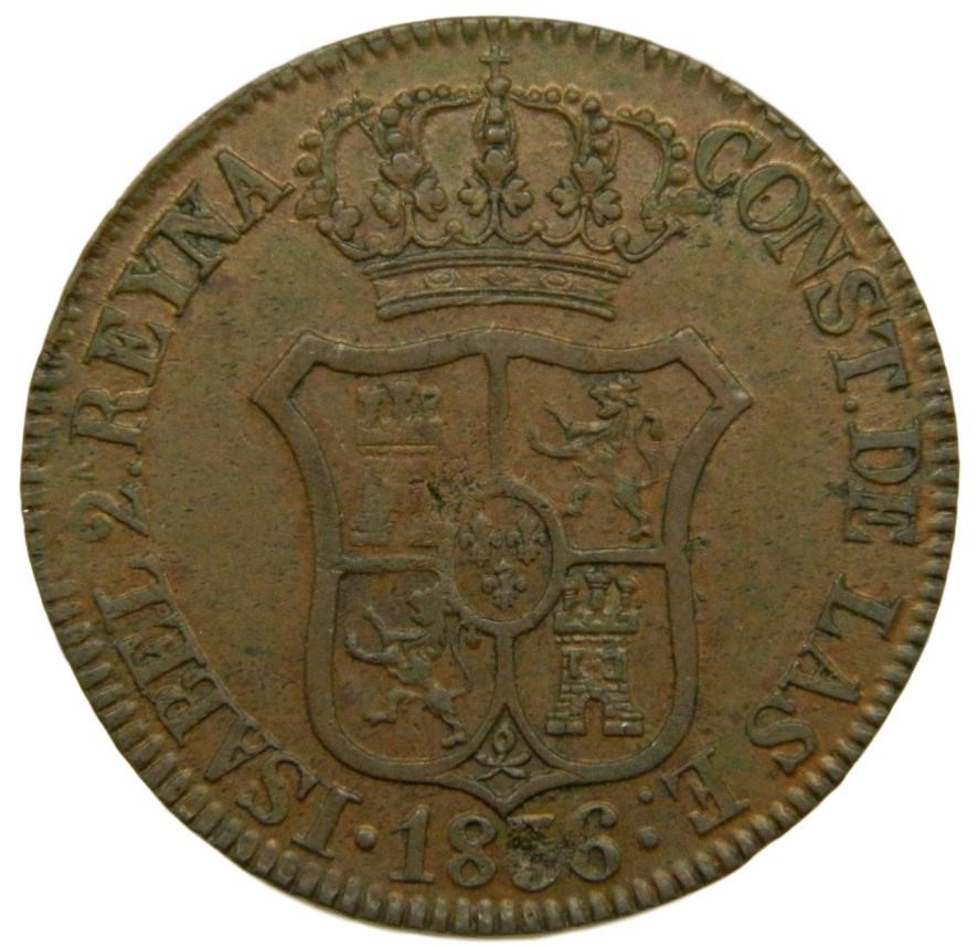 1836 - ISABEL II - 6 CUARTOS - BARCELONA