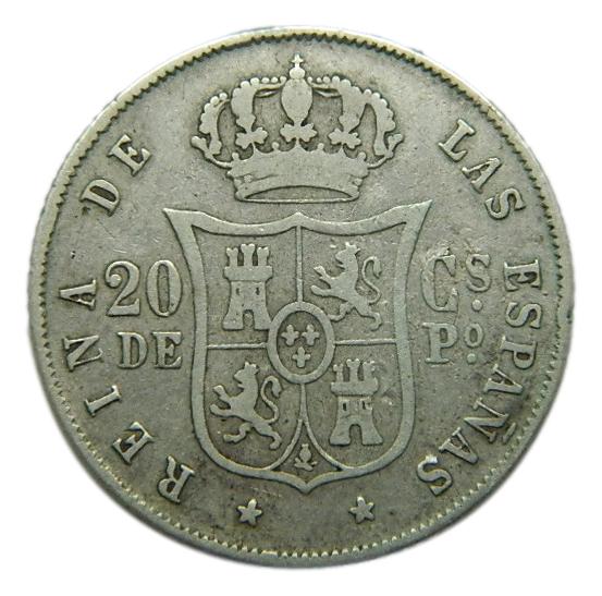 1868 - ISABEL II - 20 CENTAVOS DE PESO - MANILA