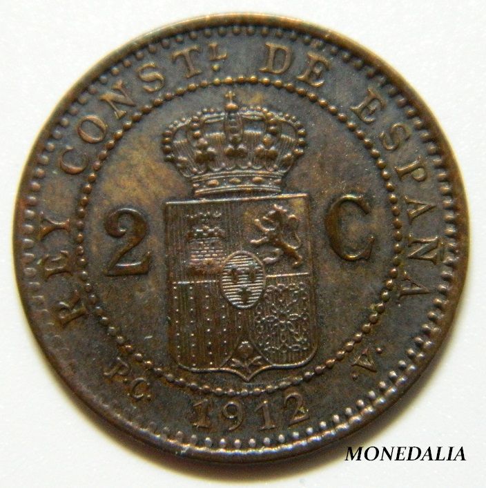 1912 - ALFONSO XIII - 2 CENTIMOS - *12 - PCV 