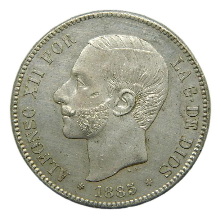 1885 *18-87 - ALFONSO XII - 5 PESETAS - MSM