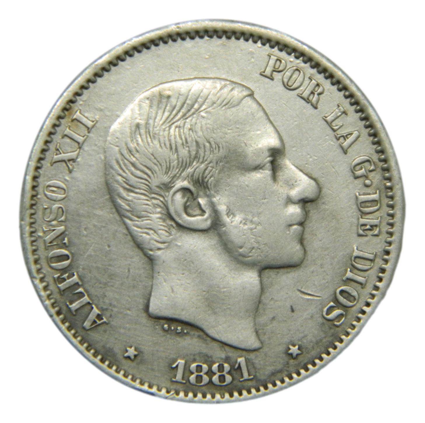 1881 - ALFONSO XII - 50 CENTAVOS DE PESO - MANILA 