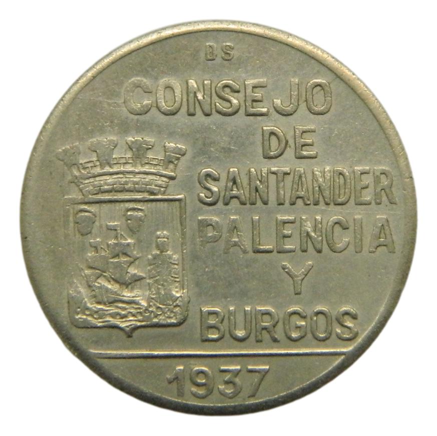 CONSEJO DE SANTANDER, PALENCIA Y BURGOS - 1 PESETA - 1937 