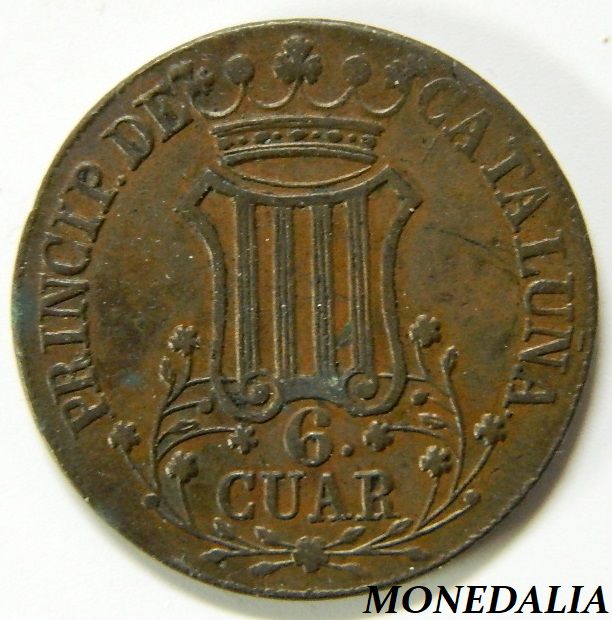 1844 - ISABEL II - 6 CUARTOS - CATALUÑA