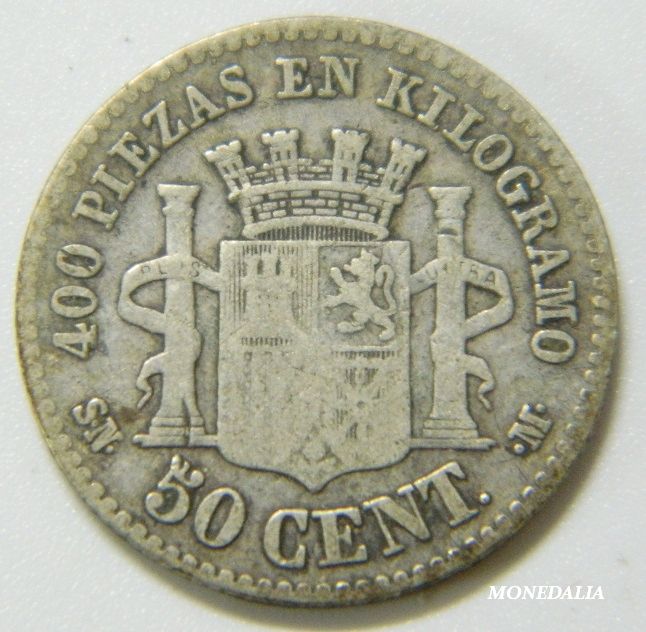 1869 - GOBIERNO PROVISIONAL - 50 CENTIMOS