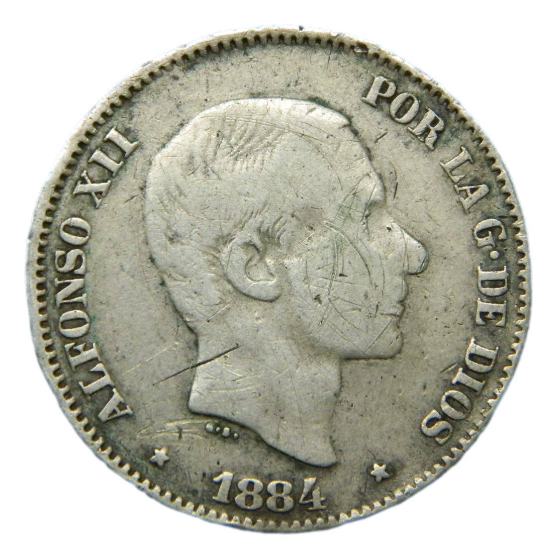 1884 - ALFONSO XII - 50 CENTAVOS DE PESO - MANILA