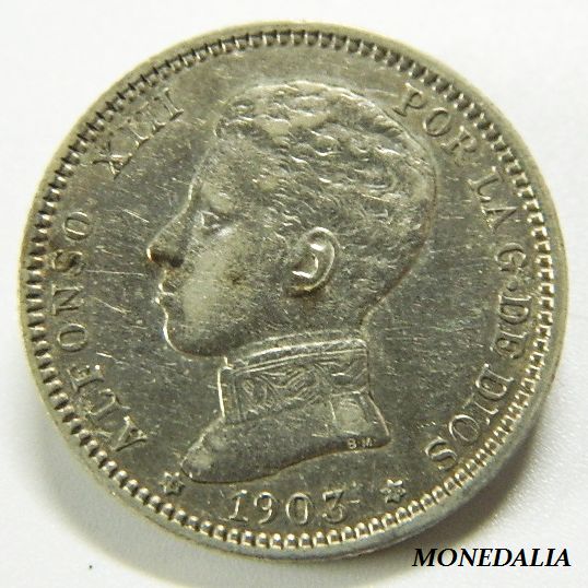 1903 - ALFONSO XIII - 1 PESETA - *19-03 - SMV