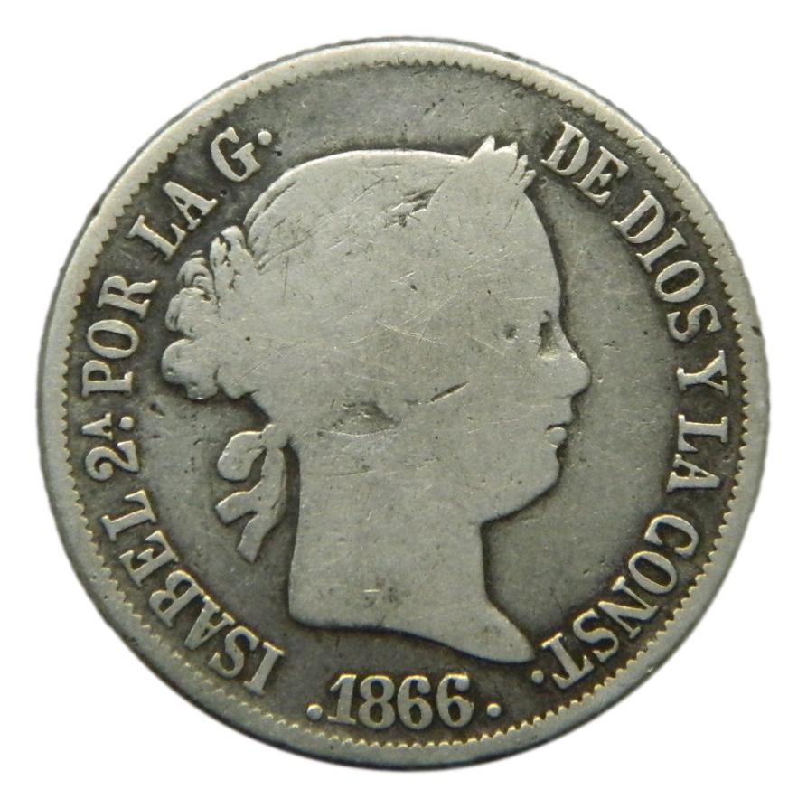 1866 - ISABEL II - 20 CENTAVOS DE PESO - MANILA