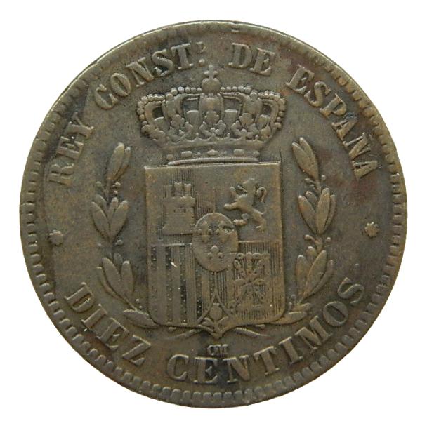 1877 - ALFONSO XII - 10 CENTIMOS - BARCELONA - OM 