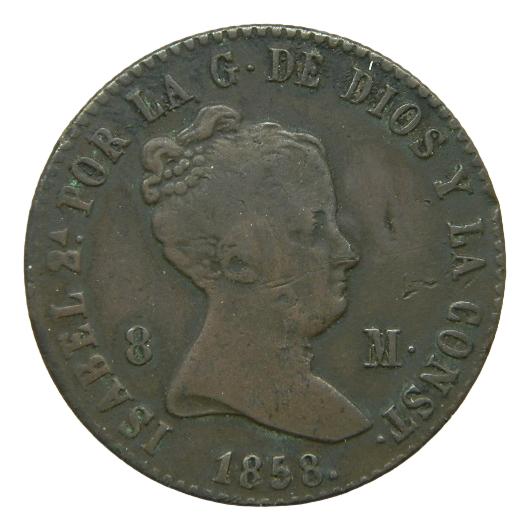 1858 - ISABEL II - 8 MARAVEDIS - BARCELONA