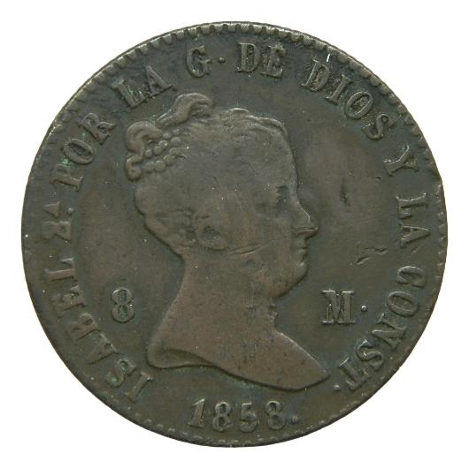 1858 - ISABEL II - 8 MARAVEDIS - BARCELONA