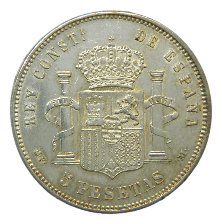 1889 *18-89 - ALFONSO XIII - 5 PESETAS - MPM