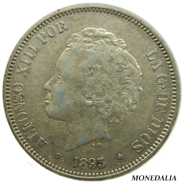 1893 - ALFONSO XIII - 5 PESETAS - PGL