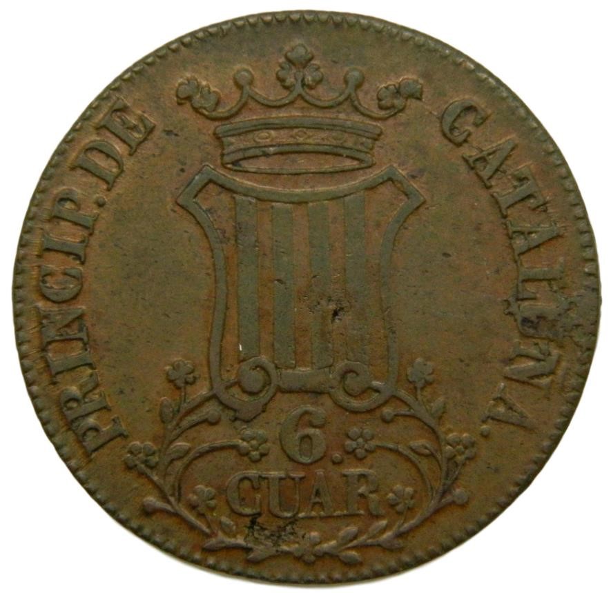 1836 - ISABEL II - 6 CUARTOS - BARCELONA